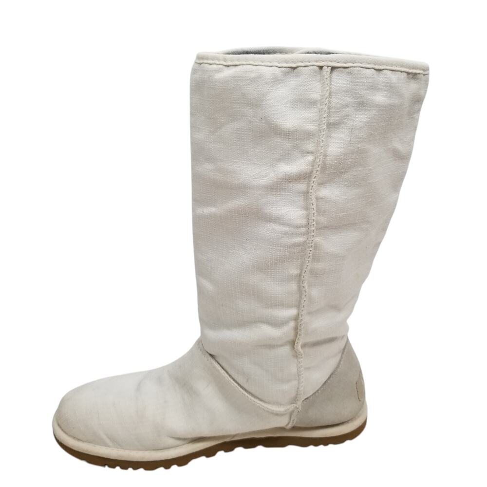 UGG Australia Women's Lo Pro Canvas Fabric Button Boots Cream 5980 Size 7 - Picture 2 of 9